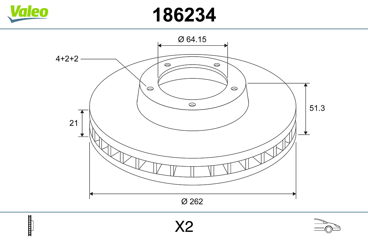 VALEO 186234 Bromsskiva